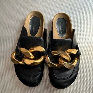JW Anderson black chunky Napa chain slide mules
